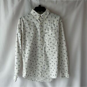 John Bartlett White Sailboat Print Men's Shirt